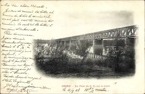 Ak Cosne Nièvre, Le Pont du P. C. sur la Loire