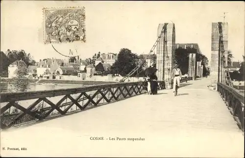Ak Cosne Nièvre, Les Ponts suspendus