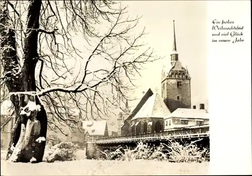 Ak Gera in Thüringen, Untermhaus, Kirche, Winterpartie