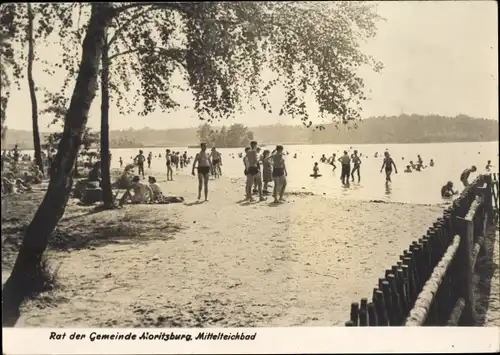 Ak Moritzburg in Sachsen, Mittelteichbad