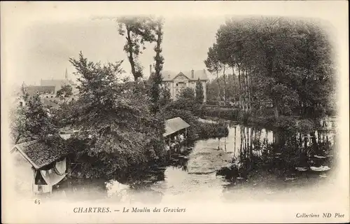Ak Chartres Eure et Loir, Le Moulin des Graviers