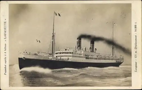 Ak Paquebot Lafayette, Dampfschiff auf See, CGT, French Line