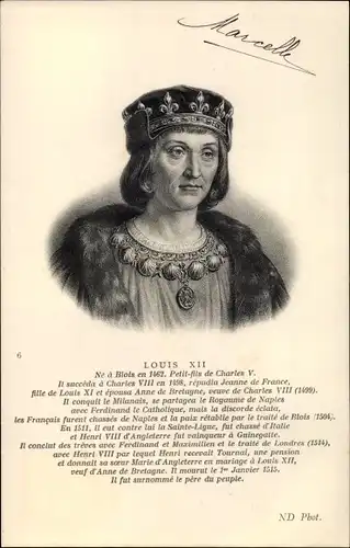 Ak Louis XII., König von Frankreich, Portrait