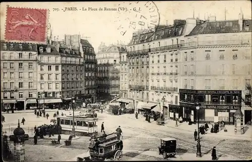 Ak Paris VI, La Place de Rennes