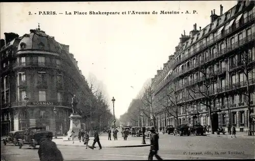 Ak Paris VIII, Avenue de Messine, Place Shakespeare