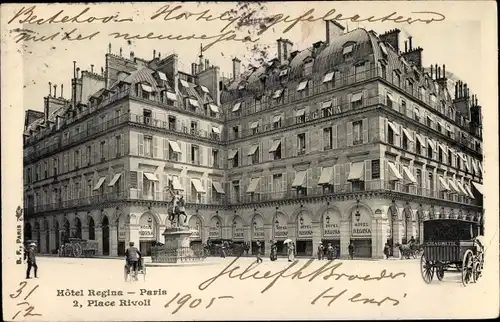 Ak Paris I, Hotel Regina, 2 Place Rivoli