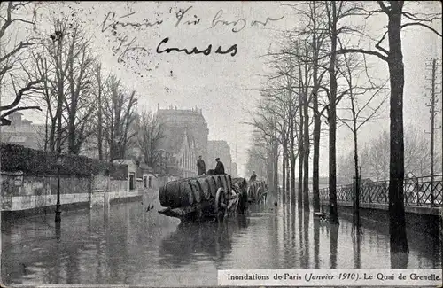 Ak Paris XV, Le Quai de Grenelle, Inondations 1910