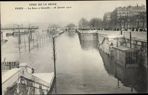 Ak Paris XV, La Seine a Grenelle, Crue de la Seine 1910