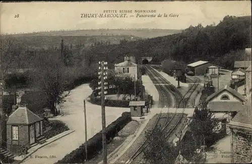 Ak Thury Harcourt Calvados, Panorama de la Gare