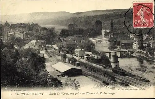 Ak Thury Harcourt Calvados, Bords de l'Orne, vue prise du Chateau de Roche Bouquet