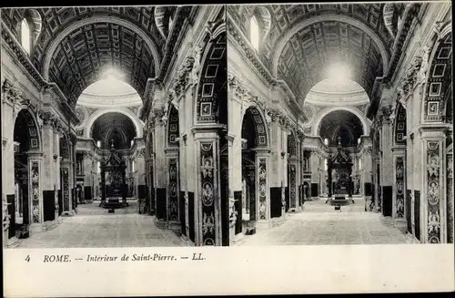 Stereo Ak Roma Rom Lazio, Interieur de Saint Pierre