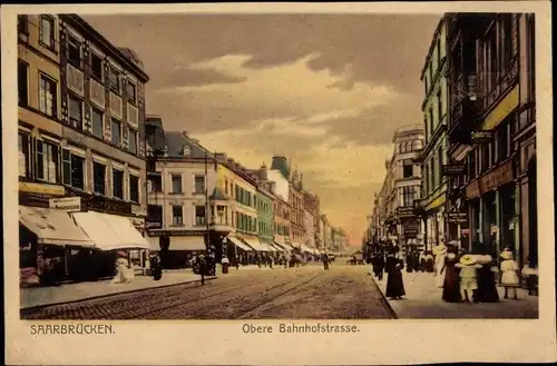 Ak Saarbrücken im Saarland, Obere Bahnhofstraße