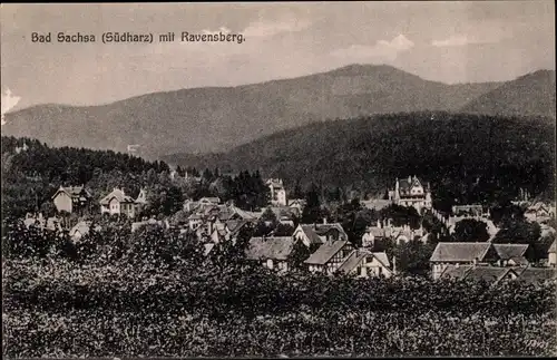 Ak Bad Sachsa im Harz, Blick auf den Ort mit Ravensberg