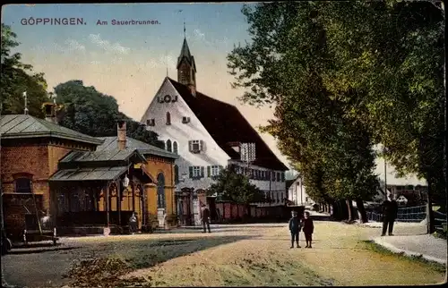 Ak Göppingen in Baden Württemberg, Partie am Sauerbrunnen