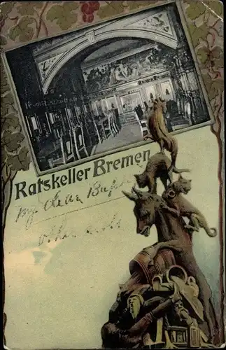 Passepartout Ak Hansestadt Bremen, Ratskeller, Innenansicht, Stadtmusikanten