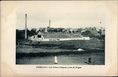 Ak Puiseaux Loiret, Les Usines a Engrais, prises du Grippet
