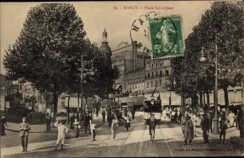 Ak Nancy Meurthe et Moselle, Place Saint Jean, tramway