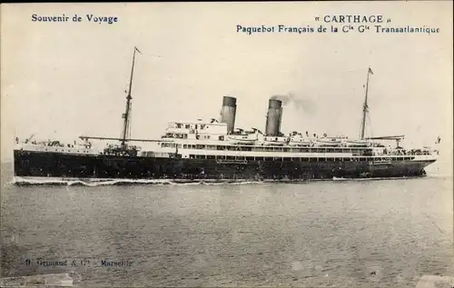 Ak Carthage, Paquebot Francais de la CG Transatlantique