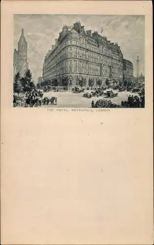 Litho London City England, The Hotel Metropole