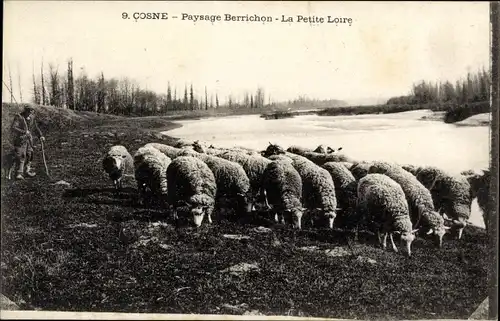 Ak Cosne Nièvre, Paysage Berrichon, Le Petite Loire