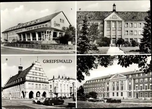 Ak Hansestadt Greifswald, Universitäts-Apotheke, Rathaus, Platz der Freundschaft