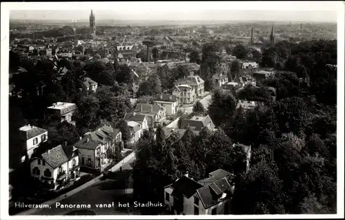 Ak Hilversum Nordholland, Panorama vanaf het Stadthuis