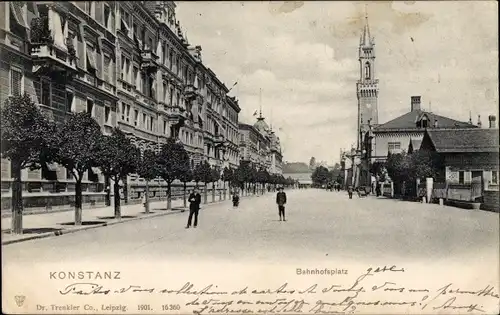 Ak Konstanz am Bodensee, Bahnhofsplatz