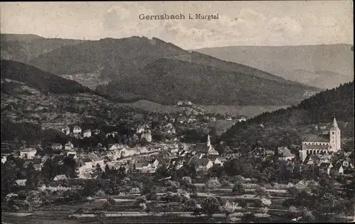 Ak Gernsbach im Murgtal Schwarzwald, Gesamtansicht