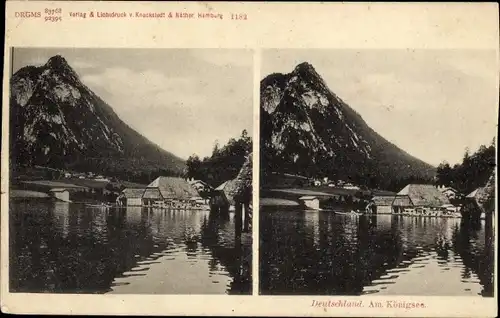 Stereo Ak Schönau am Königssee, Blick über den See