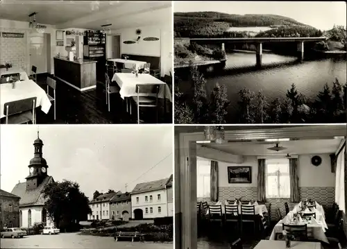Ak Gräfenwarth Schleiz im Vogtland Thüringen, Kirche, Gasthaus, Innenansicht, Stausee