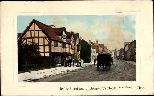 Ak Stratford upon Avon Warwickshire, Henley Street and Shakespeare's House