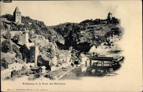 Ak Fribourg Freiburg Stadt Schweiz, Pont du Gotteron, Stadt