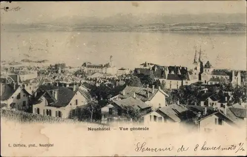 Ak Neuchâtel Kanton Neuenburg, Gesamtansicht