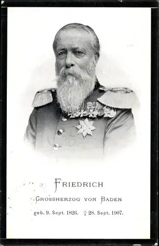 Ak Friedrich, Großherzog von Baden, Portrait