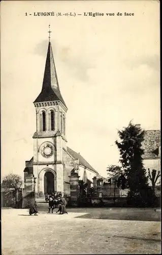 Ak Luigné Maine et Loire, L'Eglise vue de face