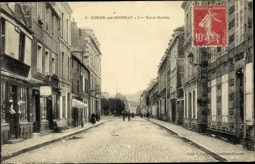 Ak Condé sur Noireau Calvados, Rue Saint Martin