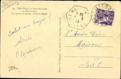 Ak Trouville sur Mer Calvados, La Reine des Plages, La Poissonnerie