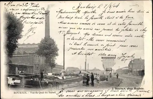 Ak Roubaix Nord, Vue du Quai du Sartel