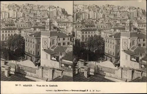 Stereo Ak Algier Alger Algerien, Vue de la Casbah