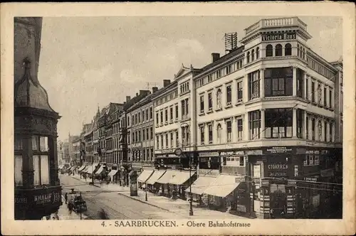 Ak Saarbrücken im Saarland, Obere Bahnhofstraße, Zigarrenhandlung