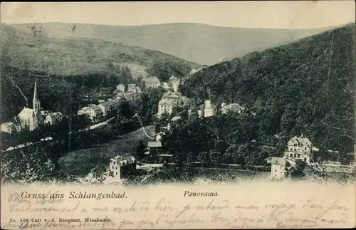 Ak Schlangenbad im Taunus Hessen, Panorama der Ortschaft