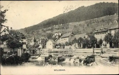 Ak Bad Wildbad im Schwarzwald, Blick auf den Ort, Wehr