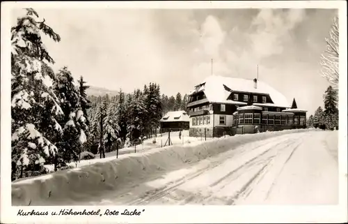 Ak Forbach im Schwarzwald, Kurhaus und Höhenhotel Rote Lache, Winteransicht