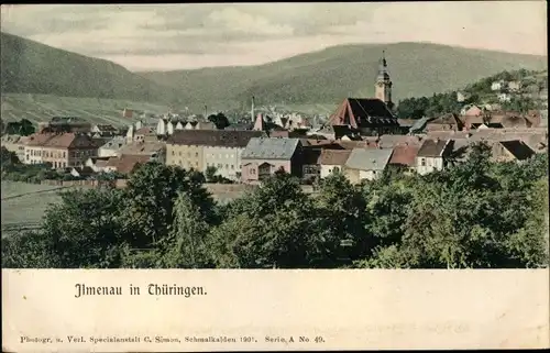 Ak Ilmenau in Thüringen, Totalansicht der Ortschaft
