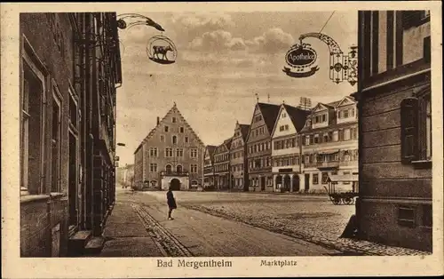 Ak Bad Mergentheim in Tauberfranken, Marktplatz, Apotheke