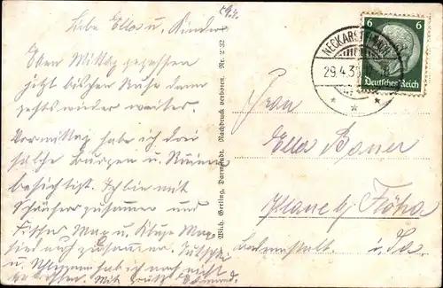 Ak Neckarsteinach in Hessen, Hinterburg, Schwalbennest, Mittelburg, Vorderburg