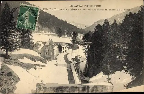 Ak Le Lioran Cantal, Vue prise au dessus du Tunnel de la Route