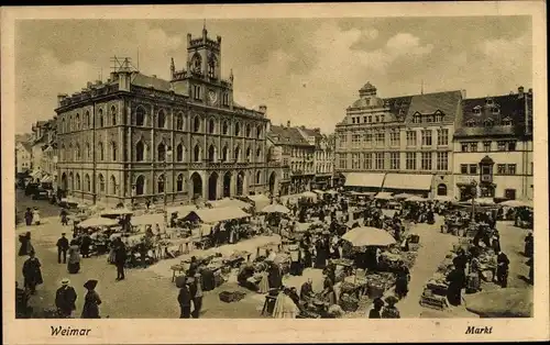 Ak Weimar in Thüringen, Markt