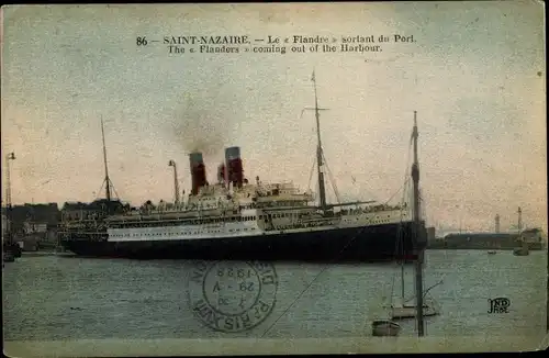 Ak Saint Nazaire Loire Atlantique, Dampfschiff Flandre, CGT, French Line