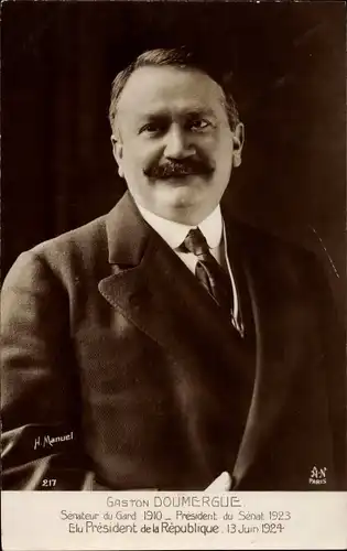Ak Französischer Politiker Gaston Doumergue, Portrait